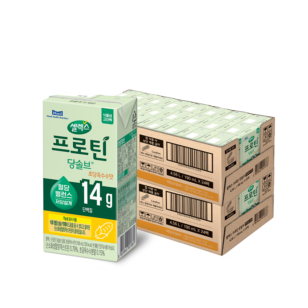 셀렉스 식물성 프로틴 당솔브 음료 초당옥수수맛 190ml 48팩