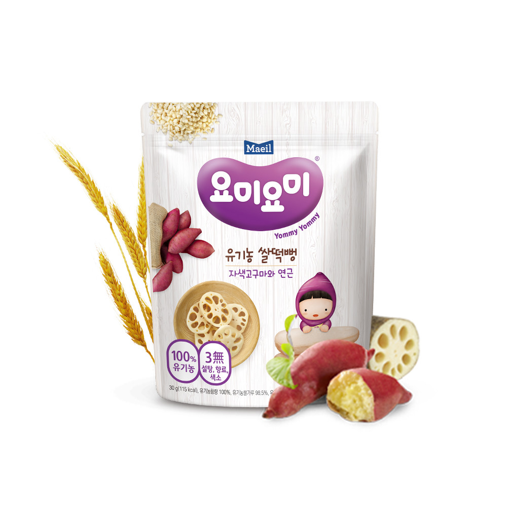 요미요미 유기농 쌀떡뻥 자색고구마와연근 30g 6봉