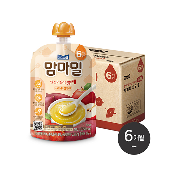 맘마밀 안심이유식 퓨레 사과와 고구마 100g 10팩
