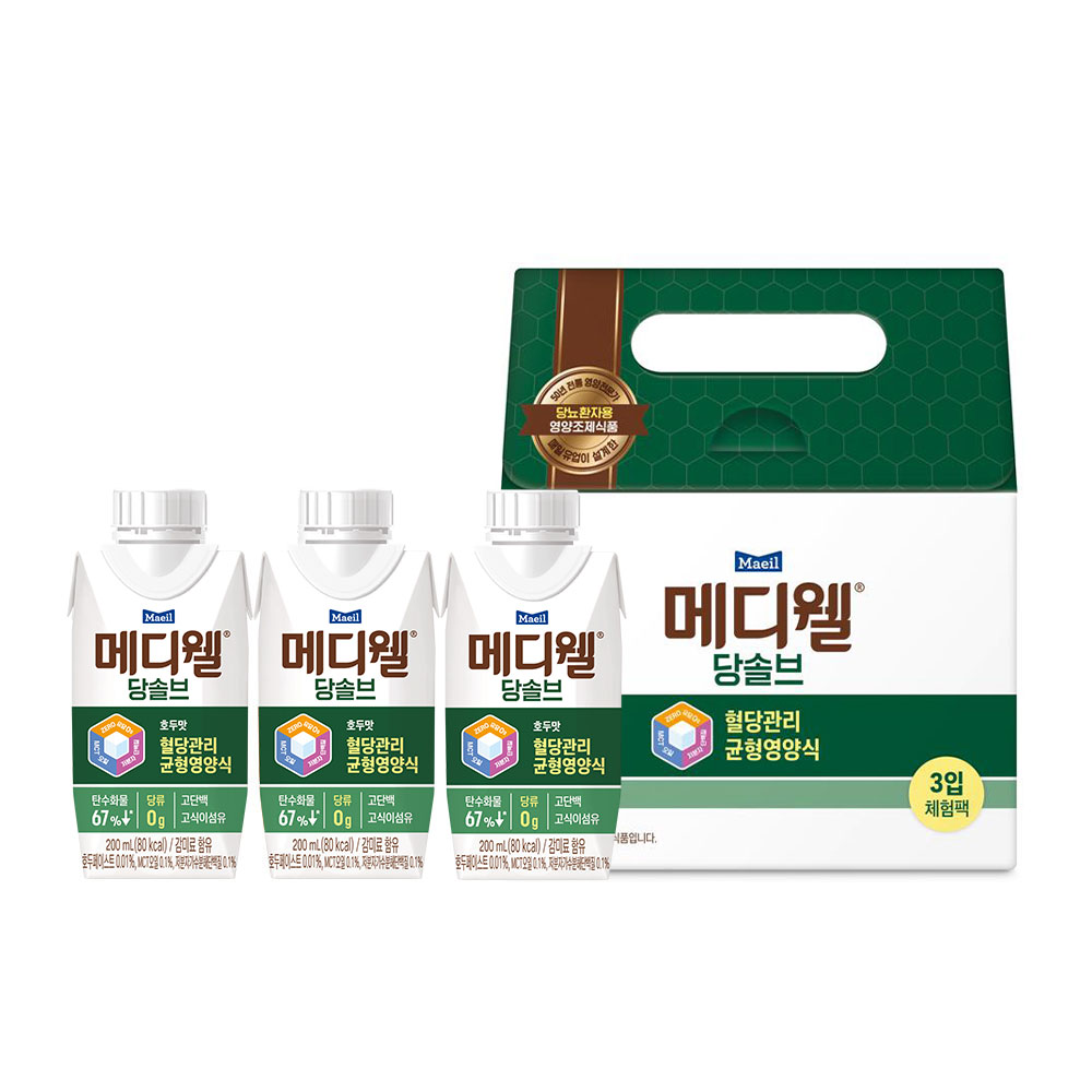[체험팩] 메디웰 삼시세끼 당뇨식 체험팩(당솔브 호두맛3팩)
