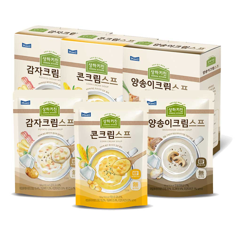 상하키친 크림스프 기획세트(감자크림3팩,양송이크림3팩,콘크림3팩 총 9팩)