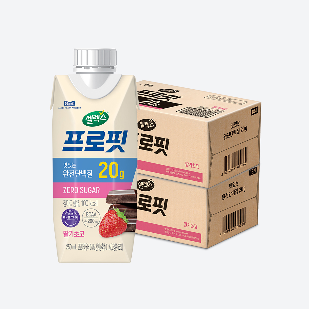 셀렉스 프로핏 완전단백질 음료 딸기초코 250ml 36팩