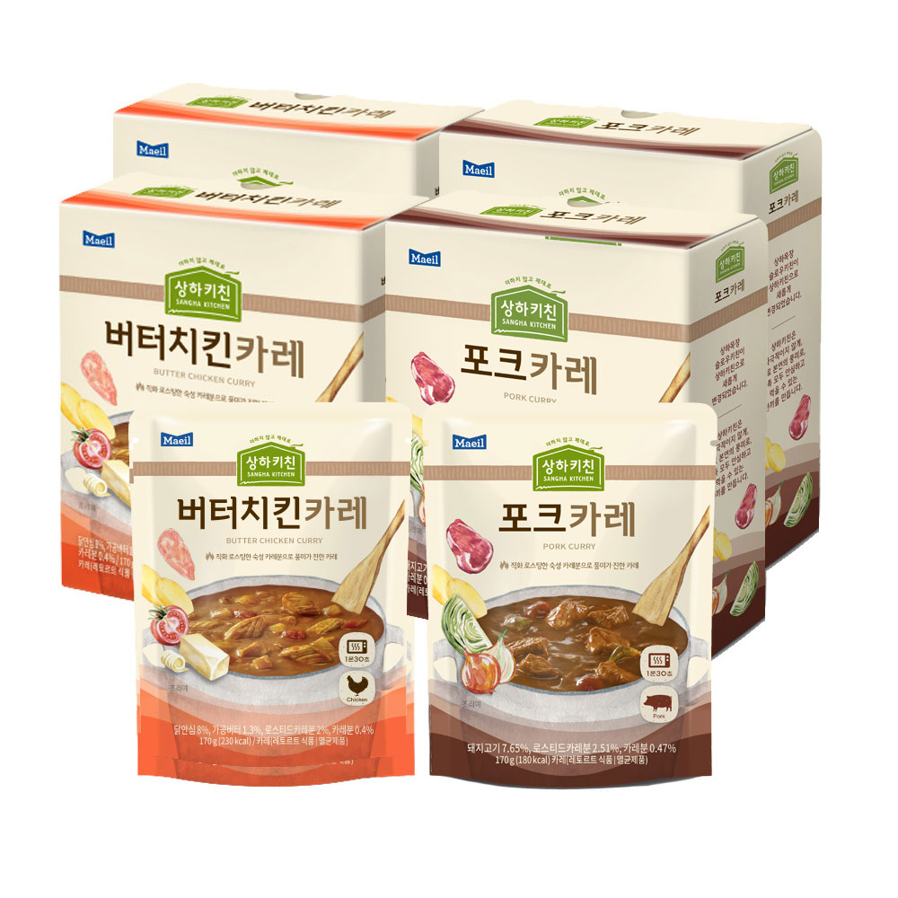 상하키친 카레 2종 170g 12팩(포크 6팩+버터치킨 6팩)