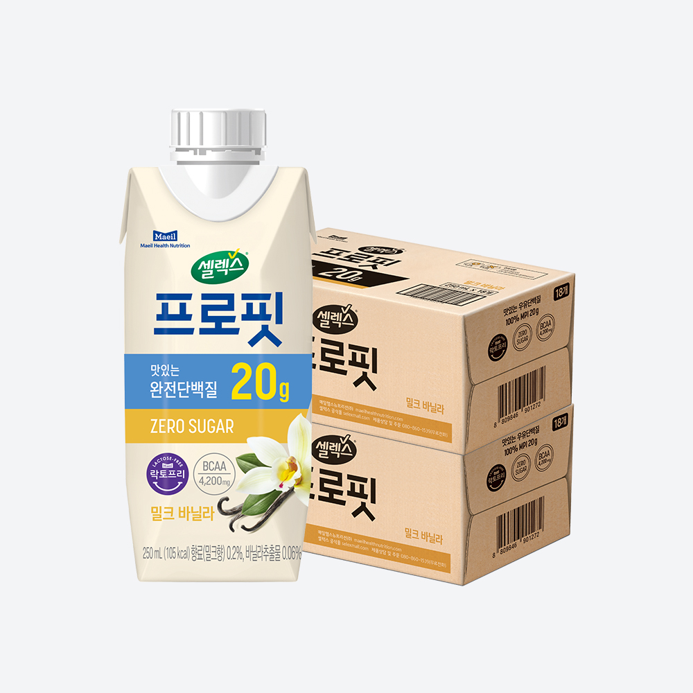 셀렉스 프로핏 완전단백질 음료 밀크 바닐라 250ml 36팩