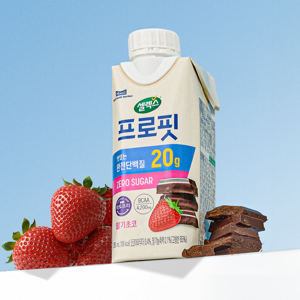 셀렉스 프로핏 완전단백질 음료 딸기초코 250ml 18팩