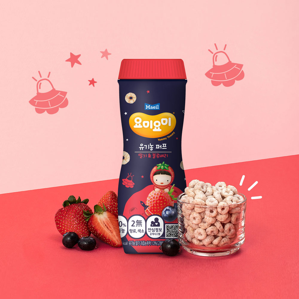 요미요미 유기농 오가닉퍼프 딸기&블루베리 42g 4통