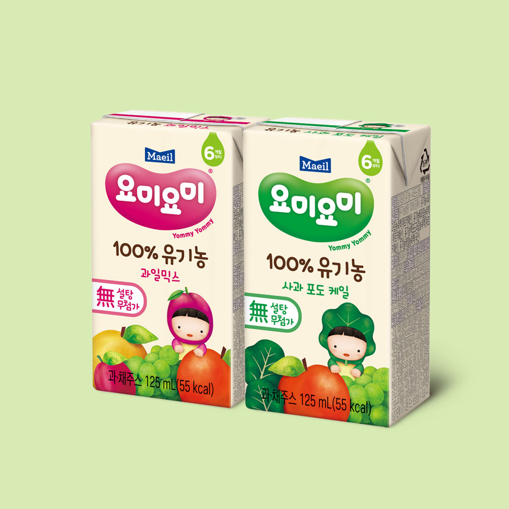 요미요미 유기농주스 2종 125ml 48팩 (과일믹스 24팩 + 사과포도케일 24팩)