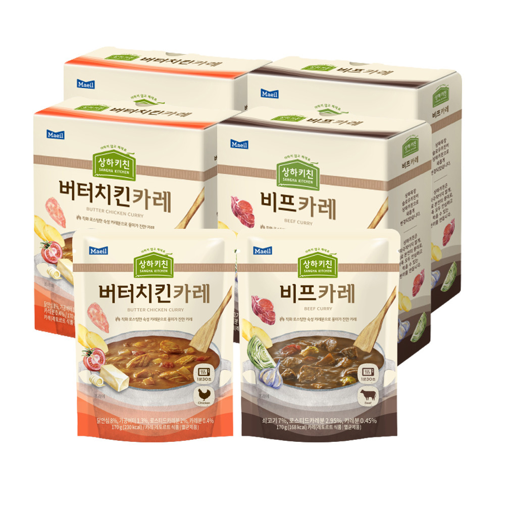 상하키친 카레 2종 170g 12팩(비프 6팩+버터치킨 6팩)
