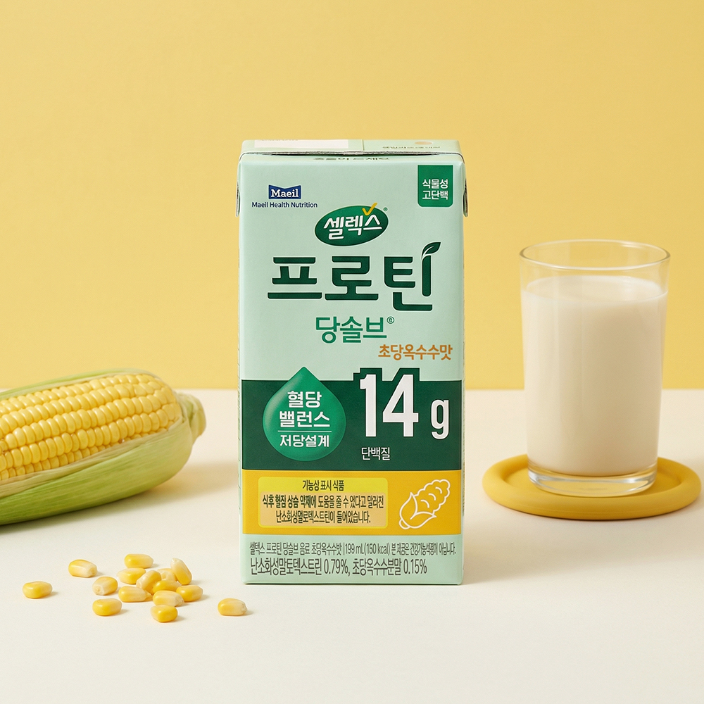 셀렉스 식물성 프로틴 당솔브 음료 초당옥수수맛 190ml 24팩