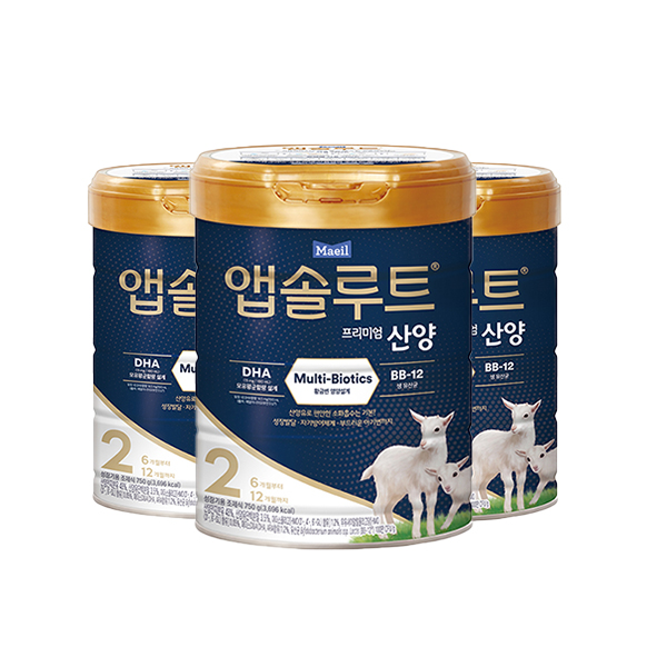 앱솔루트 프리미엄 산양 분유 2단계(6~12개월) 750g 3캔